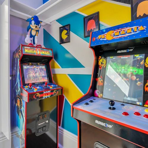 Custom Designed Game Room with Mortal Kombat and Pacman