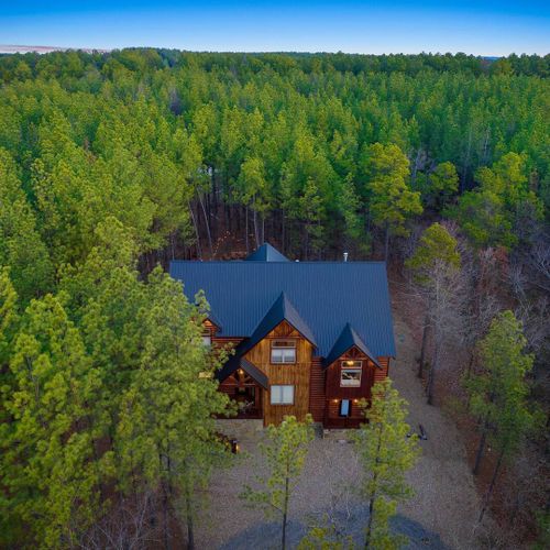 Surrounded by towering pines, this cabin is a treasure.