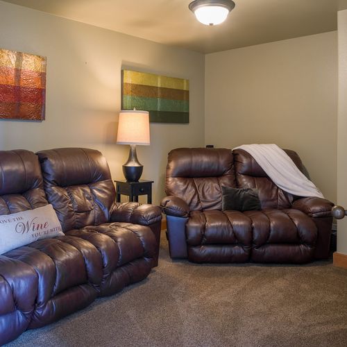 Theater room with a 60" Smart TV