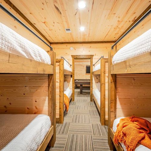 The bunk room with 8 Twin XL beds!
