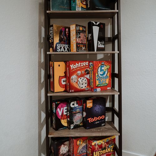 Our shelves are stocked with a variety of board games for endless fun and laughter.