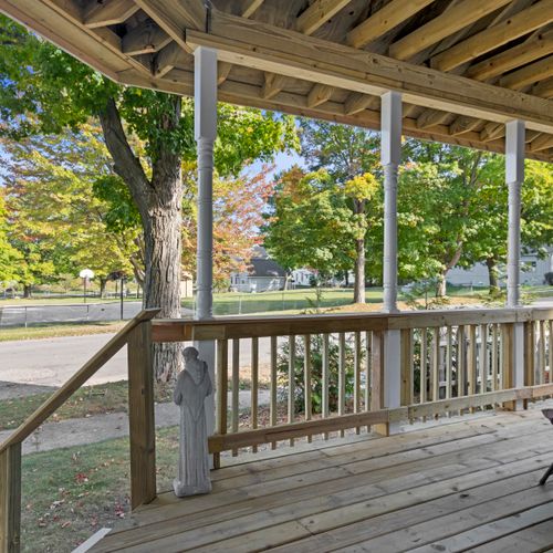 EXTERIOR:  Looking out from the new front porch.