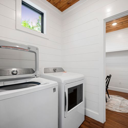 The washer and dryer off the dining area.