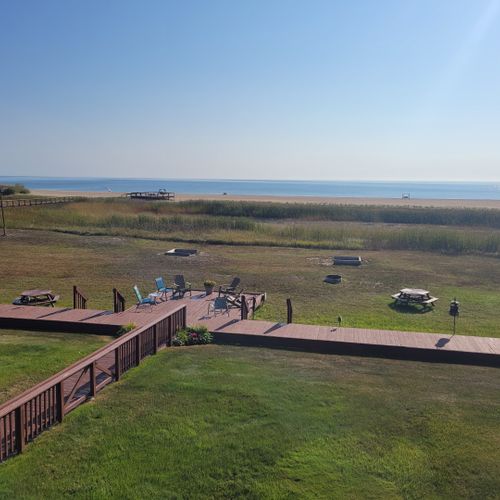 Overview: looking out from the condo at the private beachfront!