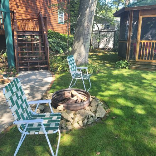 Exterior:  the private bonfire ring and gazebo