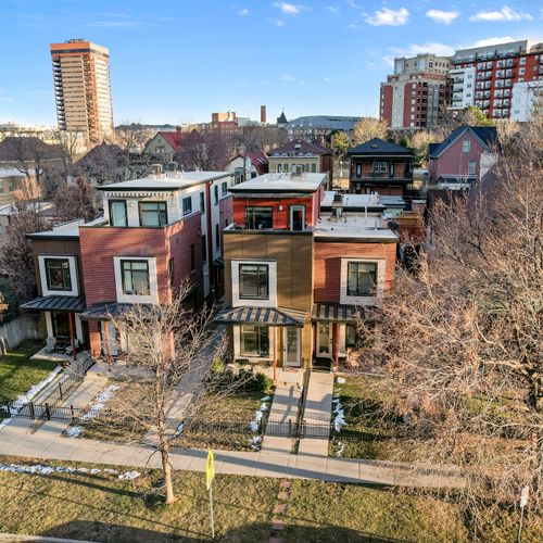 Aerial view showcasing your beautiful neighborhood and its inviting, walkable surroundings.