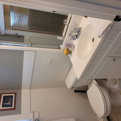 Bathroom #4 (larger house, second floor):  full bathroom on the second floor of the larger house.
