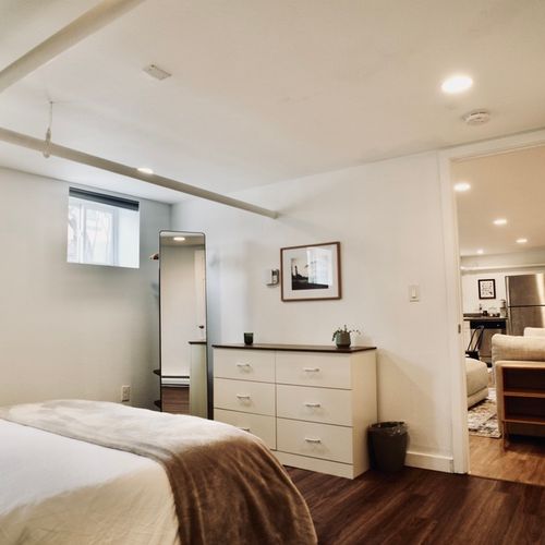 A full-size mirror in the fourth bedroom makes getting ready easy.