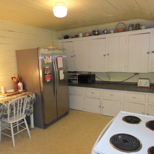 Kitchen:  the cottage has a cute old kitchen with all appliances except for a dishwasher.