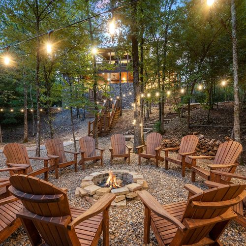 Fire pit with Adirondack chairs!