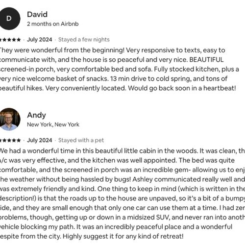 Kind words from past guests of Garrison Woods Guest House, now part of the Home Sweet Hudson family.