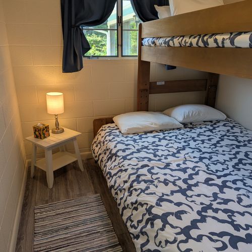 BEDROOM #2:  Features a twin-on-queen bunk bed and a closet.