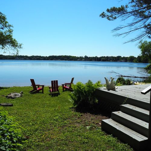Exterior:  the backyard deck and the view of the lake.