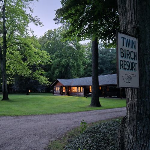 Exterior:  the entrance to the resort at dusk