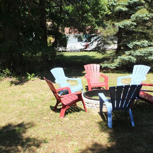 Exterior:  another view of the backyard bonfire ring.