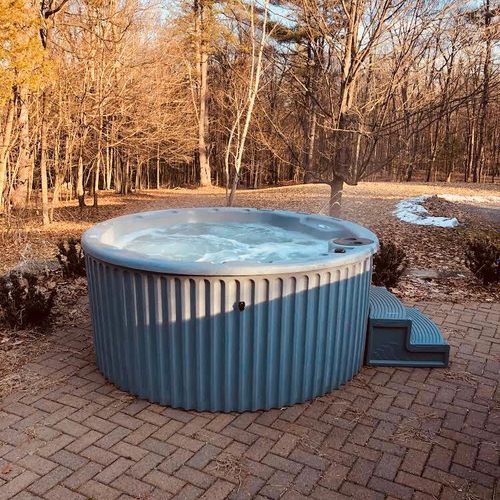 Soak in the hot tub on chilly nights!