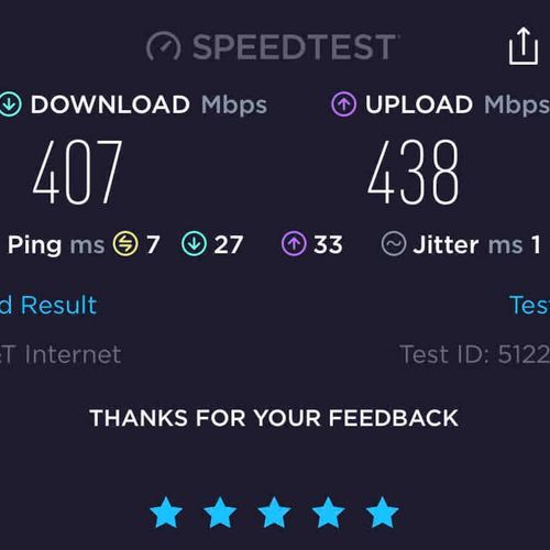 Blazing-fast WiFi — 407 Mbps download & 438 Mbps upload for seamless work or streaming.