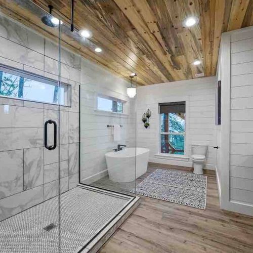 The private bathroom has a walk-in shower and tub!