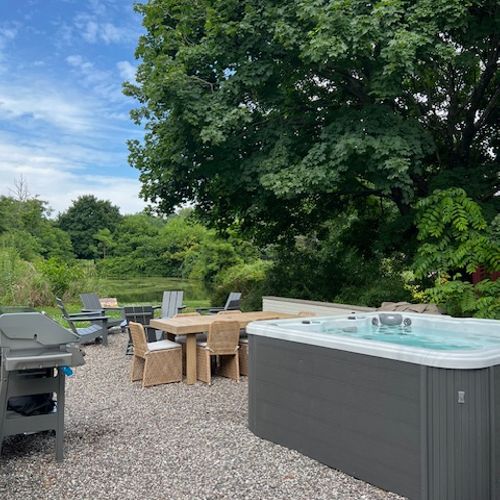 The patio has everything you could need for a great time.