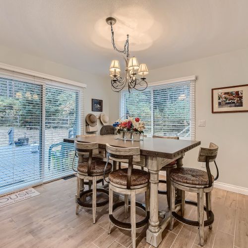 Enjoy a meal at the bistro table with seating for 6.