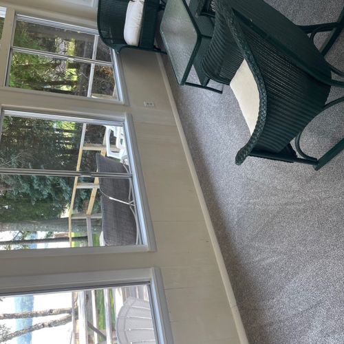 Porch:  the cottage has a beautiful enclosed porch with comfy seating and great views of the lake!
