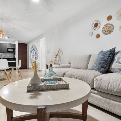 Immerse yourself in comfort in our meticulously designed living room.