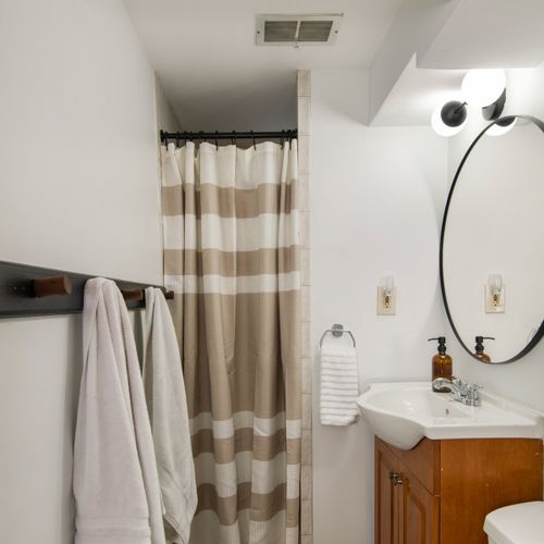 Each bathroom is stocked with all the shampoo, conditioner, and body wash you'll need.