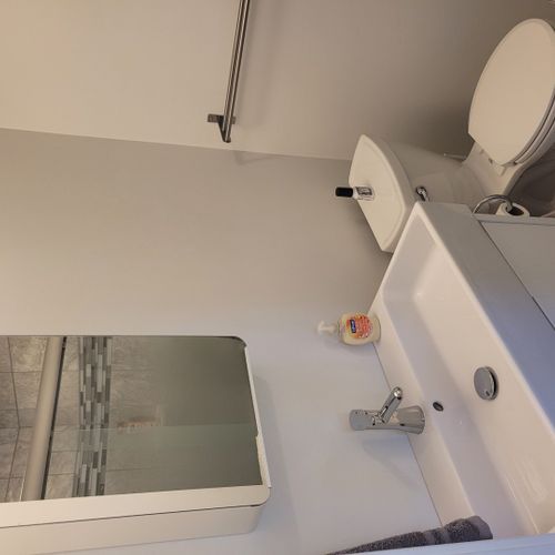 Bathroom #1:  private en suite full bathroom for bedroom #1 with a walk-in shower.