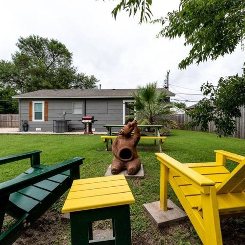 Gas Grill, chiminea and fenced back yard area with plenty of room for all