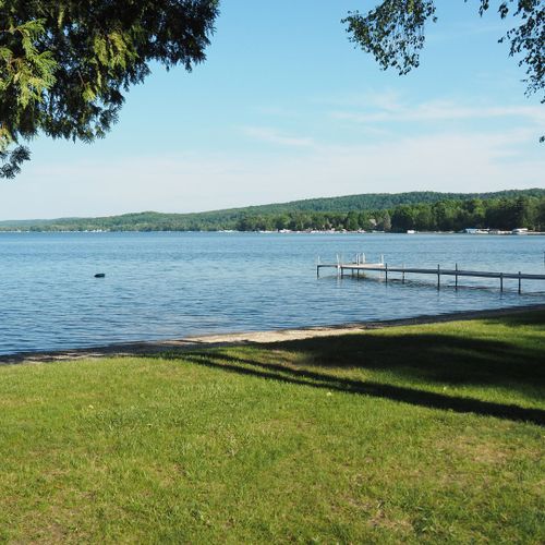 Exterior:  the large and private lakefront backyard
