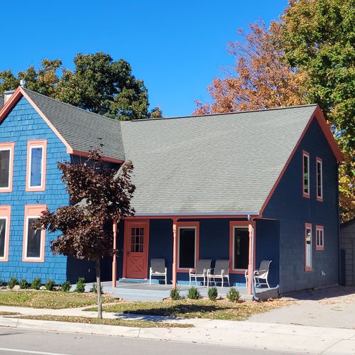 OVERVIEW:  The front of the house in early Fall