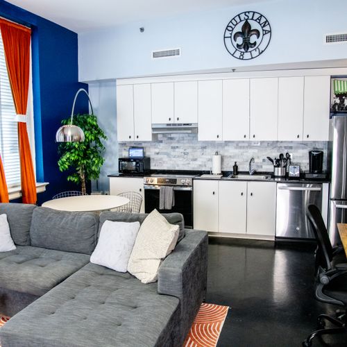 Bright, open kitchen & living area — everything you need for a comfortable stay.