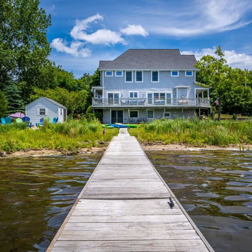Exterior:  looking from the private dock back towards the house.