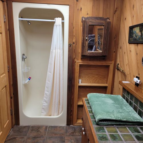 Bathroom #1 (main floor):  private en suite full bathroom for bedroom #1
