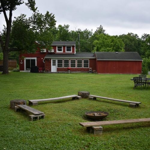 The large backyard has plenty of room for outdoor activities