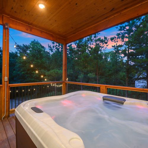 Hot tub under the covered deck!