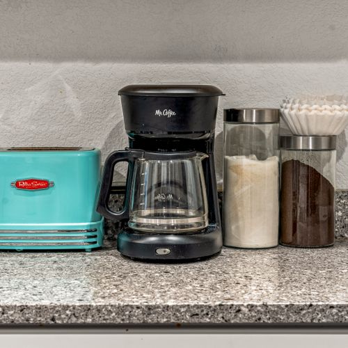 Everything you need for your perfect morning coffee is provided on the lower level too.