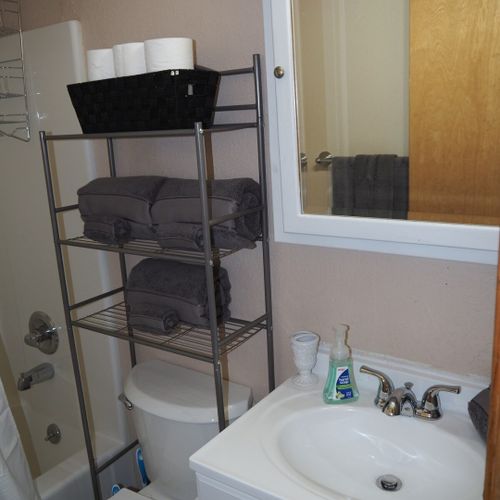Bathroom #1 (main floor):  full bathroom with combination tub and shower on the main floor.