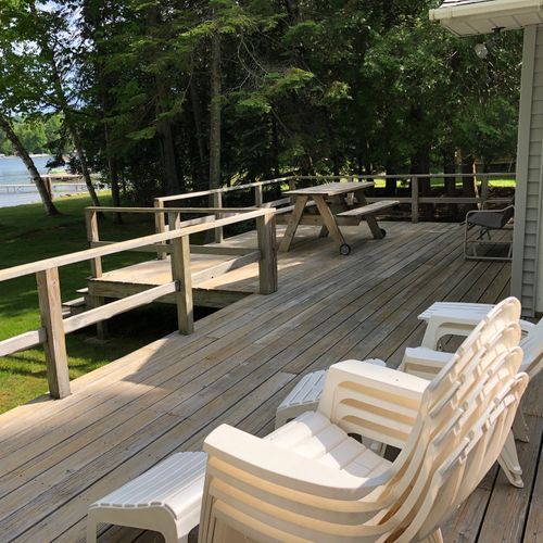 Exterior:  the large and gorgeous backyard deck that faces the lake