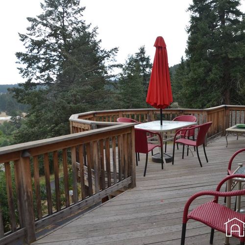 The views from our large second floor deck are breathtaking. Have a seat to relax with a cup of coffee, grill a meal on our weber grill, and enjoy your outdoor dining with views for miles and miles.