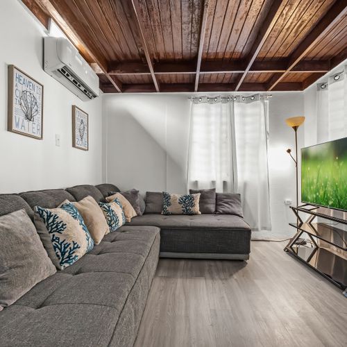 Modern decor and plenty of natural light.