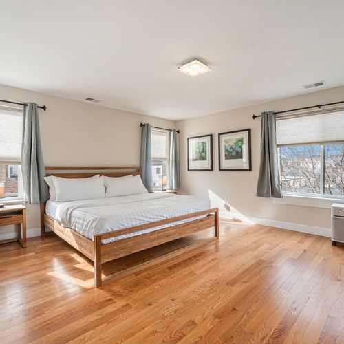 Retreat to luxury in our spacious second-floor master bedroom with premium king size bed and linens!