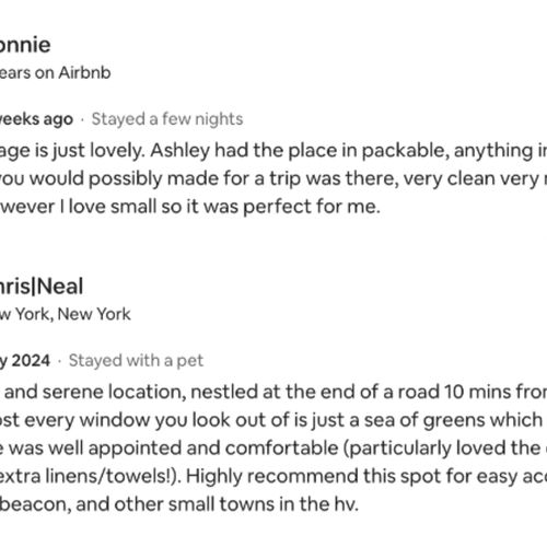 Kind words from past guests of Garrison Woods Guest House, now part of the Home Sweet Hudson family.