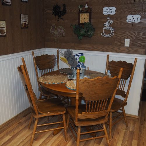 Dining area:  there is a convenient dining table with 4 chairs in the kitchen.