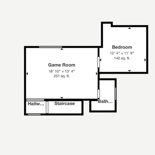 The Third and bottom level of the house has a game room and the Bedrooms 4 (Raven Room).  It also has its own full bathroom, and outside door to the hot tub.