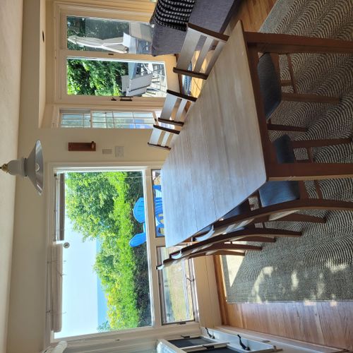 Dining area:  the home has a lovely dining area with great views of lake michigan and seating for up to 10 adults.
