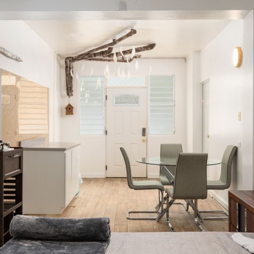 Inviting living space for work or meals.