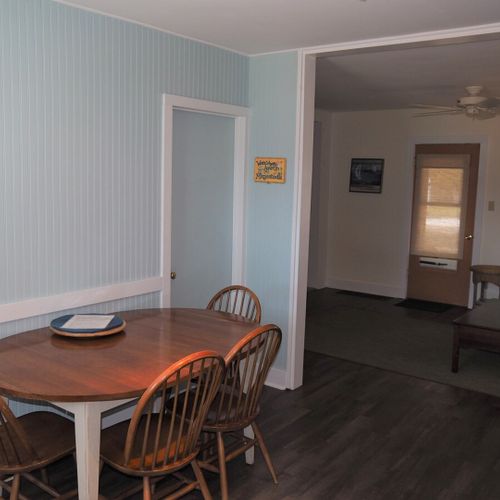 Dining area:  there is a very convenient dining area with table and chairs for 4 adults in the kitchen.
