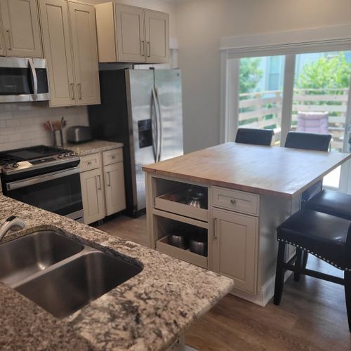 Overall:  the large and completely renovated kitchen.