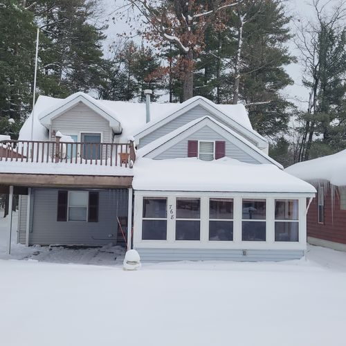 Overall:  the front of the home in winter